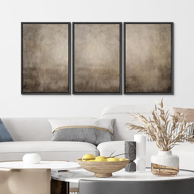 MUDECOR Framed Wall Art Print Set Neutral Abstract Landscape Illustrations Modern Art Boho Decorative Colorful Chic for Living Room, Bedroom, Office - 24"x36"x3 Black