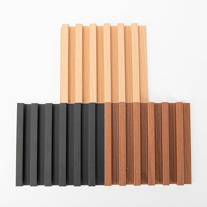 Art3dwallpanels Wood Slat Wall Paneling, 3 Pack WPC Soundproof 3D Wall Panels for Interior Wall Decor, Fluted Textured Panel Wall Slats, Sample