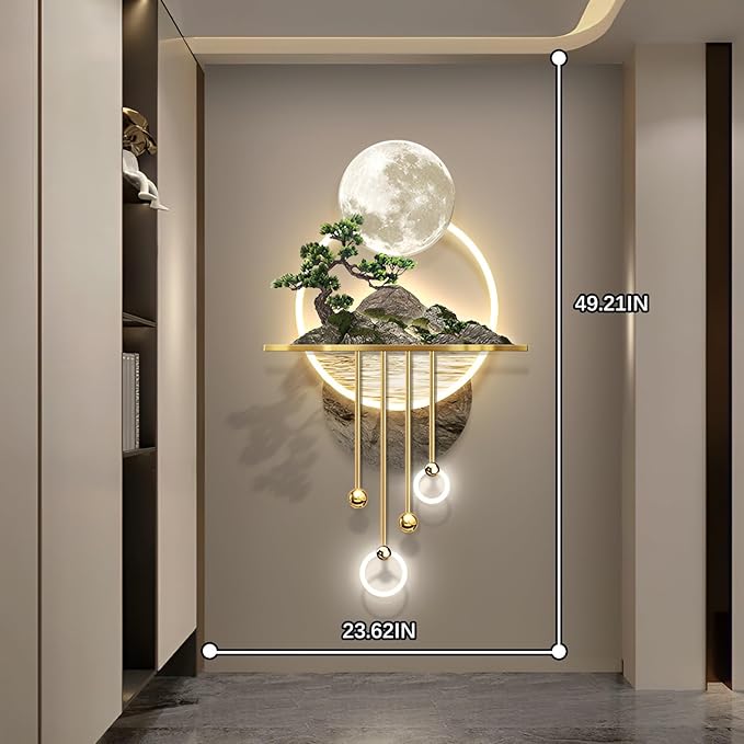 3D Wall Sculptures Painting Hanging Plug-in Power Supply Home Decor Wall 3D Wall Art Decoration - LED for Living Room, Office Bedroom, Hotel Decor(Stylle A,23.62 * 49.21)