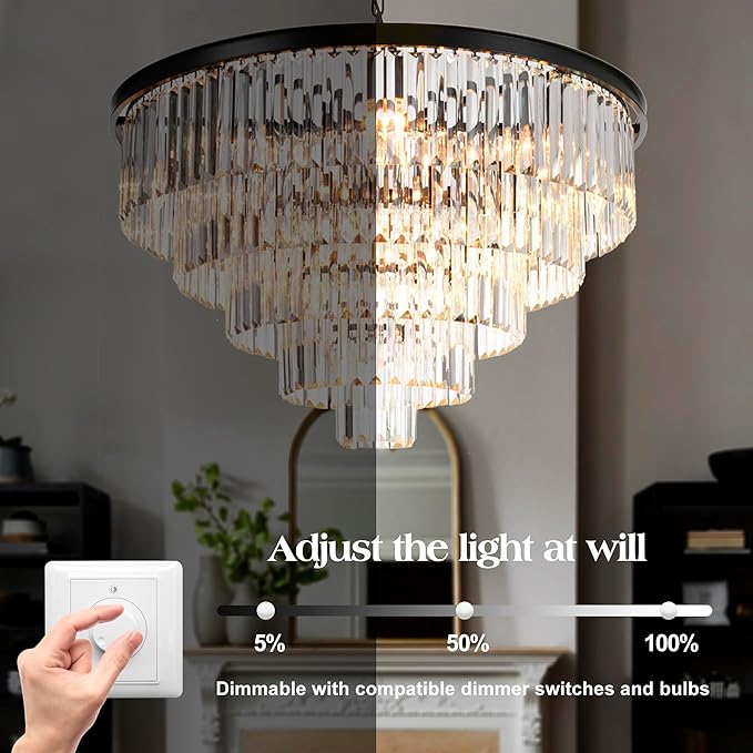 Luxury Modern Crystal Chandeliers Lighting Contemporary Pendant Chandelier Ceiling Lamp Lights Fixture 5-Tier (10 Lights) for Dining Room Living Room Hotel