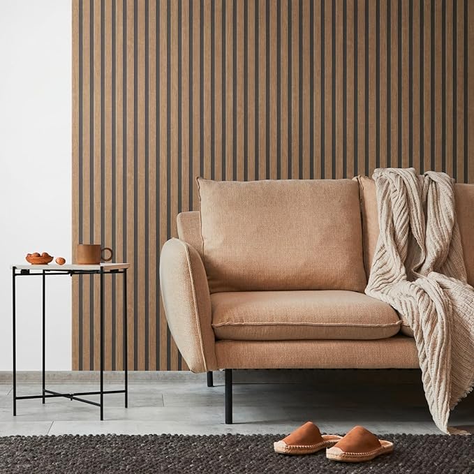 A.S. Création Wallpaper Wood Panels - Brown, Black - Striped Wood Wallpaper 395.99in x 27.56in Made in Germany - 391098