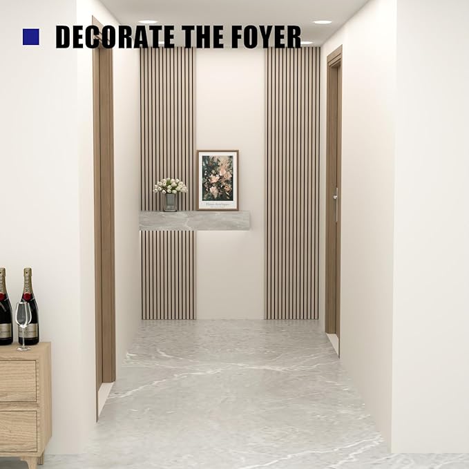 2 PCS wooden slats sound-absorbing panels, 3D groove wood grain sound absorbing panels, stylish decoration, significant noise reduction effect, suitable for walls and ceilings (Oak)