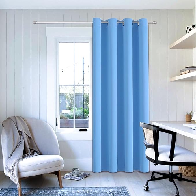 ChrisDowa Grommet Blackout Curtains for Bedroom - Thermal Insulated Room Darkening Curtains for Living Room (1 Panel Set, Sky Blue, 52W x 95L)