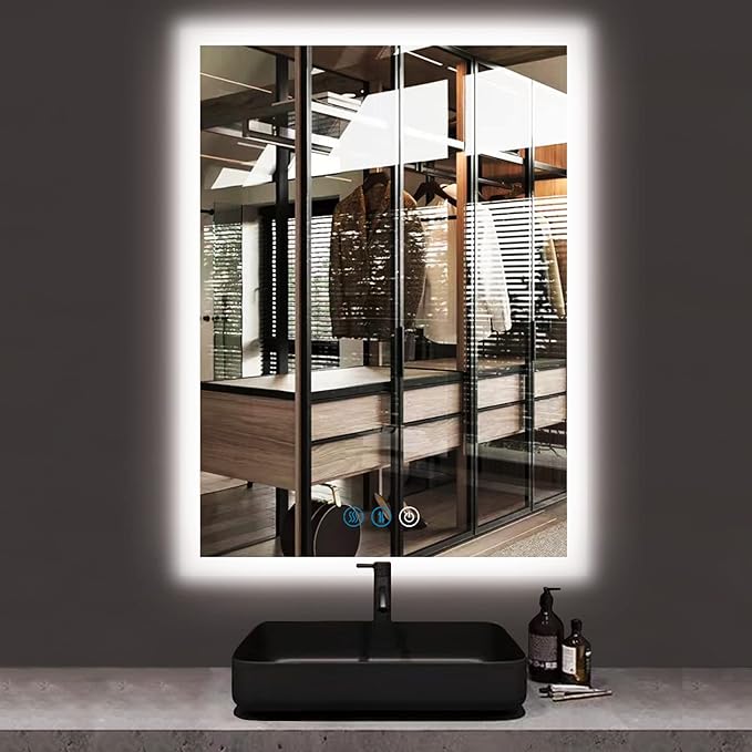 30 x 20 Inch LED Vanity Mirror with Backlits Anti-Fog 3 Color Dimmable Backlit Lighted Mirror for Bathroom Wall Horizontal Vertical Mounted 30" Frameless Smart Light up LED Bathroom Mirrors