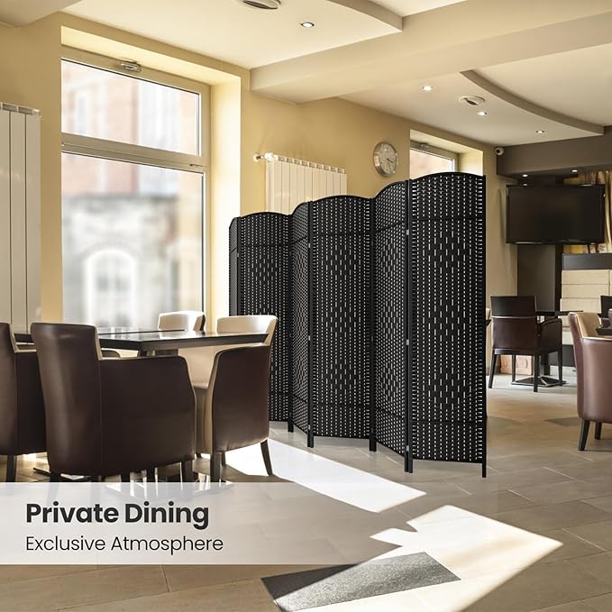 6 Panel Room Divider,6Ft Folding Privacy Screen,Tall - Extra Wide Foldable Panel Partition Wall Divider with Diamond Double-Weaved Hand-Woven Design Room Screen Divider