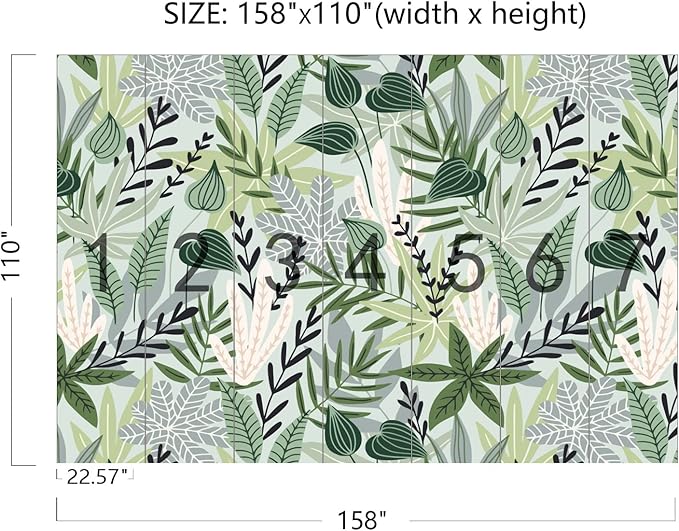 Cliouar-Watercolor Green Leaves Tropical Plants Bedroom Living Room Decoration Mural Wallpaper 158" x 110"(Not Self-Adhesive)