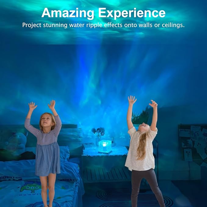 2 Packs Corded Ocean Lamp with 2 Charger Adapters,Ocean Lamp Ocean Wave Projector Light Northern Lights Aurora Cube with 16 Colors and Dynamic Ripple Effect for Living Room Bedroom Decor - 5.1"