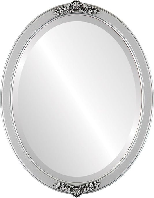 OVALCREST Oval Beveled Wall Mirror for Home Decor - Athena Style - Silver Spray - 21" x 17" Outside Dimensions