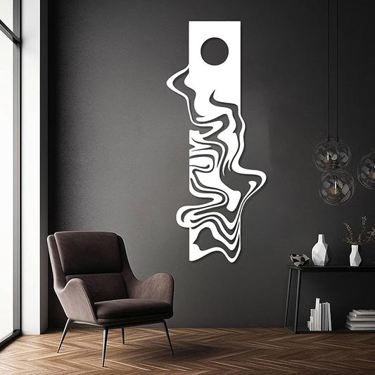 Moonlight Metal Wall Art, Geometric Metal Wall Decor, Abstract Wall Art, Modern Wall Decor, Abstract Wall Sculpture, Large Contemporary Sculpture, Office Living Room Decor (White, 17"x41"|44x105cm)