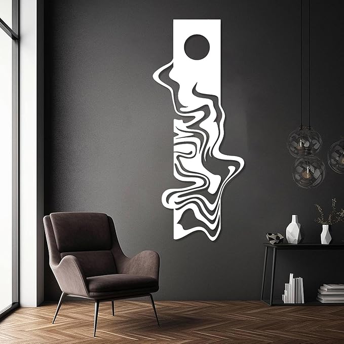 Moonlight Metal Wall Art, Geometric Metal Wall Decor, Abstract Wall Art, Modern Wall Decor, Abstract Wall Sculpture, Large Contemporary Sculpture, Office Living Room Decor (Black, 20"x48"|50x121cm)
