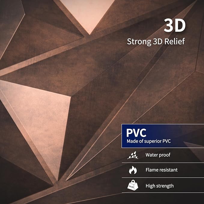 Art3dwallpanels PVC 3D Wall Panel Diamond for Interior Wall Décor, Wall Decor PVC Panel, 3D Textured Wall Panels, Pack of 12 Tiles, Antique Copper