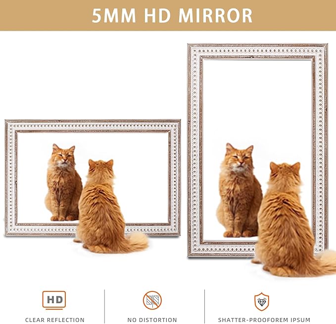 35x23'' Boho Wooden Rectangle Wall Mirror, Rustic Farmhouse Rectangular Mirrors for Bathroom, Bedroom, Living Room, Entryway Decorative - Vertical or Horizontal Hanging