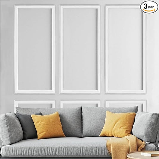 3 Set Peel and Stick Wall Molding Kit, Pre-Made Accent Molding, Premium Pre-Made Wainscoting Panels for Instant Accent Walls, Easy Install Wall Decor for Office Home Bedroom Living Room