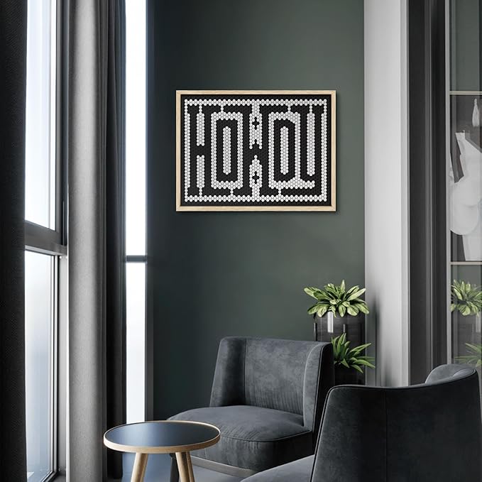 KISSFOX Western Wood Framed Wall Art Decor Howdy Hexagon Modern Farmhouse Pictures Paintings Wall Decor Mid Century Southwest Canvas Art Prints Vintage Artwork For Bedroom Kitchen Office Living Room