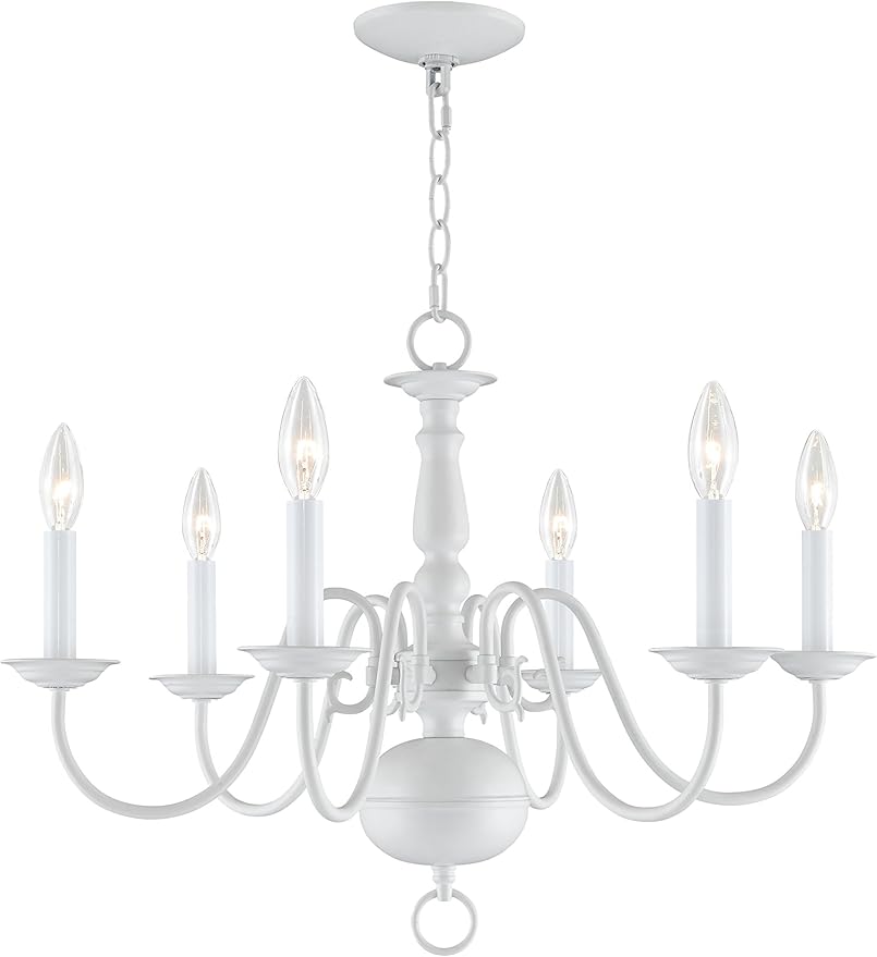 Livex Lighting 5006-03 Williamsburgh 6-Light Chandelier, White