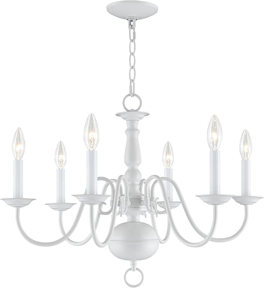 Livex Lighting 5006-03 Williamsburgh 6-Light Chandelier, White