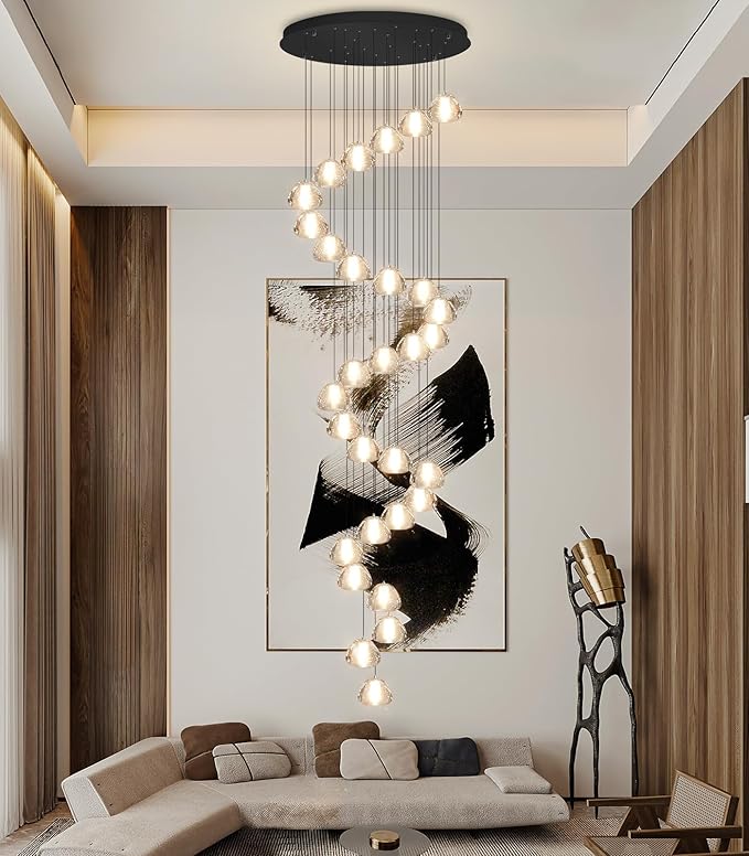 197'' Long Large Crystal Chandeliers 25-Lights LED Chandeliers for High Ceiling Handing Light Fixture for Entrance Hallway Foyer Staircase