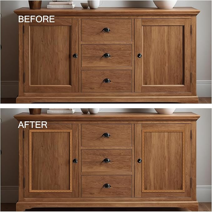 Nuanchu 12 Pcs Unfinished 3D Decorative Wood Trim Molding 15.75inch Decorative Wood Molding Cute DIY Trim for Home Wall Cabinet Shelf Window Door(Bead,12mm)