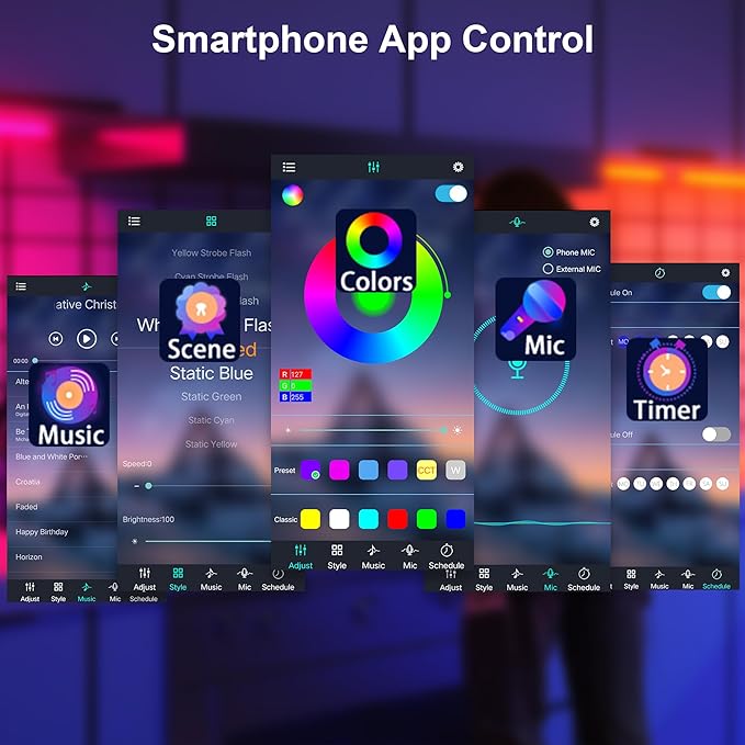 maylit Smart Under Cabinet Lights Plug in, 3 Pcs 12 Inch Ultra Thin Under Cabinet Lighting, Multicolor Under Counter Lights for Kitchen, Dimmable Mood Light for Cabinet, Counter, Workbench