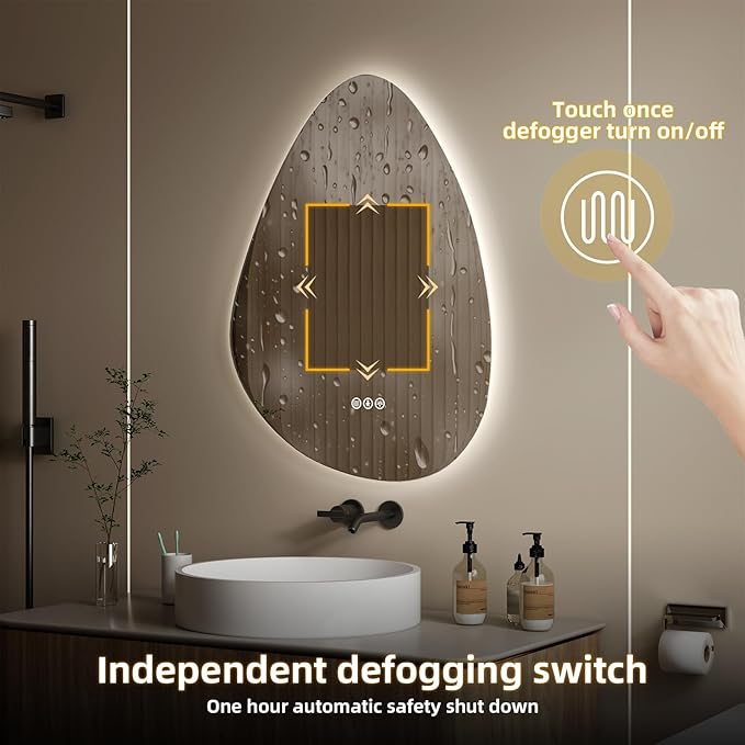 Led Mirror for Bathroom, 20"x 28" Bathroom Vanity Mirror with Lights, Human Body Sensing, Anti-Fog, 3 Colors and Dimmable, Backlit Light Up Bathroom Mirror Wall Mounted.