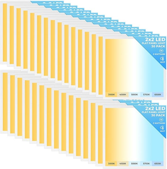 AIKVSXER 30 Pack 2x2 LED Flat Panel Light, Flush Mount Ceiling Light Kitchen Lighting Fixtures,Bright 6500LM,0-10V Dimmable,Switchable 3000K/4000K/5000K/5700K/6500K, 30W/35W/40W/45W/50W