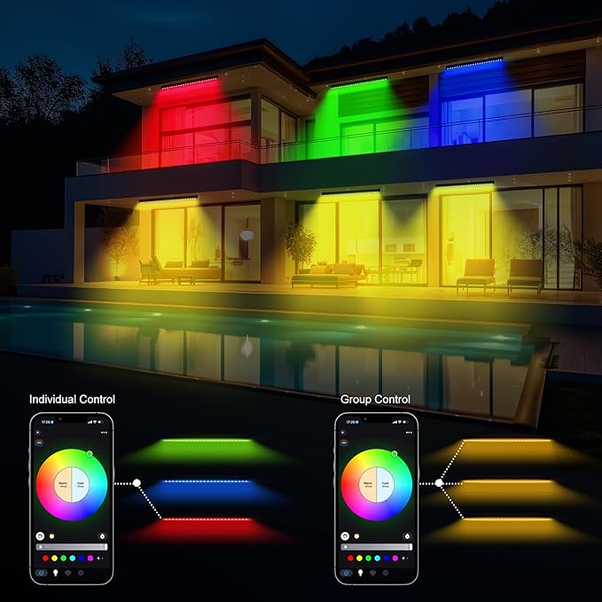 RGBCW Wall Washer Lights, 180W Stage Wash Light Bar Smart APP & Remote Control, Group, Memory,Timing, Music Sync Function, Color Changing Linear Wash Light for Stage Birthday Party Wedding