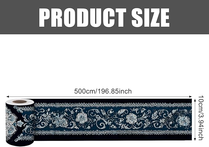 Nuxovilar Wallpaper Border Peel and Stick, Lace Floral Design Self-Adhesive Wallpaper, PVC 3.94×16.4 Ft, Ideal for Accent Walls, Nursery, Home Decor