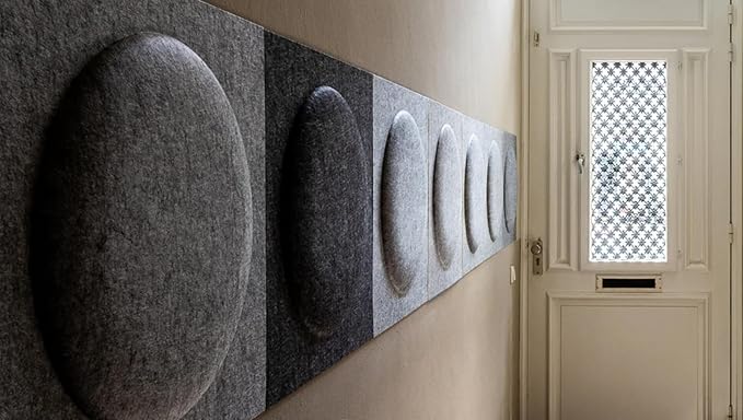 Acoustical 3D Wall Panels, 12 Pack 12''x12'' Circle Art Acoustic Panels for Interior Wall Decor, Decorative Acoustic Panels, Acoustic Wall Panels, Sound Absorbing Wall 3D Art (Dark Gray,)