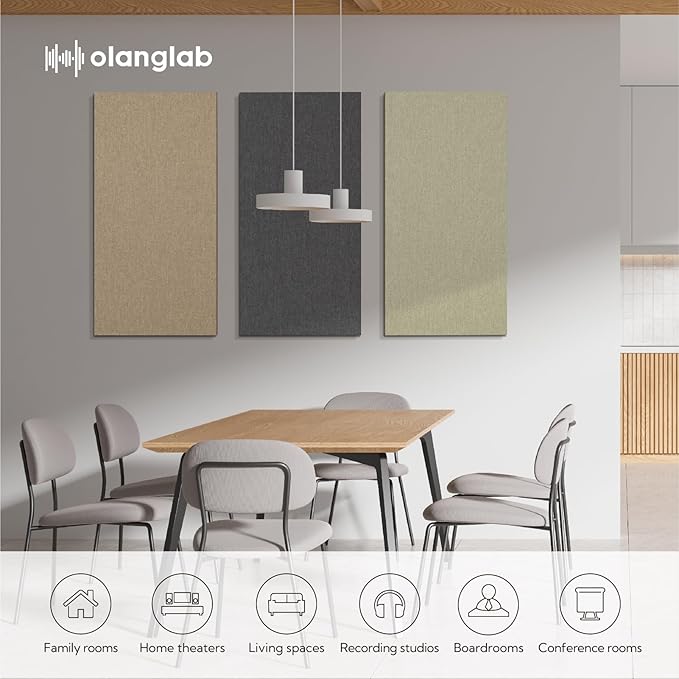 Olanglab Acoustic Panels 2 Pack, 48''x24'' Large Sound Panels, Fabric Wrapped Sound Proof Foam Panels for Walls, Sound Absorbing Panels for Recording Studio Acoustical Treatments (Ivory)