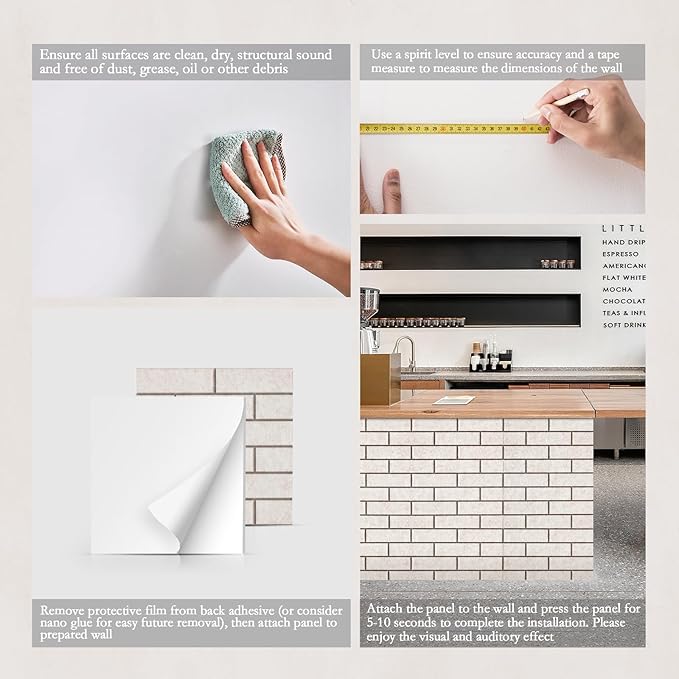 12Pack Acoustic Panels, Self-Adhesive 3D Brick Pattern Sound Proof Panels for Walls, Decorative Sound Dampening Wall Panels for Recording Studios, Offices, Home, 12"×12"×0.4", Camel