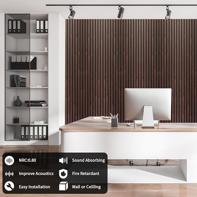 Art3dwallpanels Wood Slat Wall Panel, 108'' x 13'' Wood Panels for Wall 2 Pack 3D Soundproof Wall Panels, Large Acoustic Panels for Interior Ceiling and Wall Decor Noise Reduction,Walnut