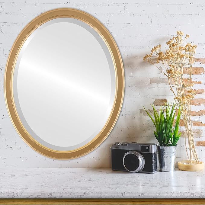 OVALCREST Oval Beveled Wall Mirror for Home Decor - Toronto Style - Holiday Red - 26" x 22"