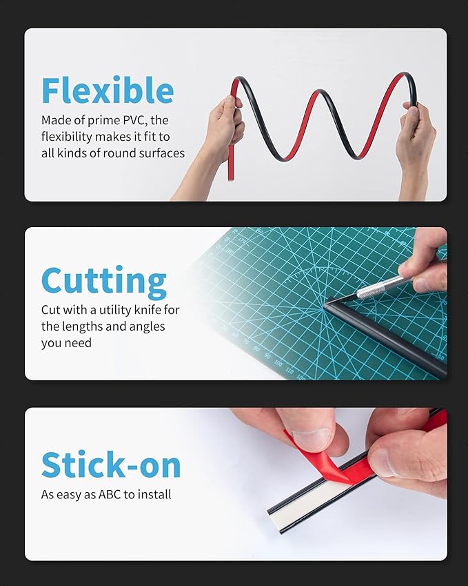 Art3d 10 Ft Peel and Stick Trim for Backsplash Tile Edge, Self-Adhesive Liner for Corner Decor in Black