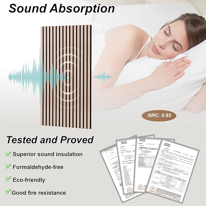 AKK-PANE Acoustic Folding Wood Slat Wall Panels, 94.5" x 23.6" 15.5ft² for Interior Wall Decor, Sound Absorbing Slat Wall Paneling, Fluted Wall Wood Panels for Interiors Noise Reduction (Classic Oak)