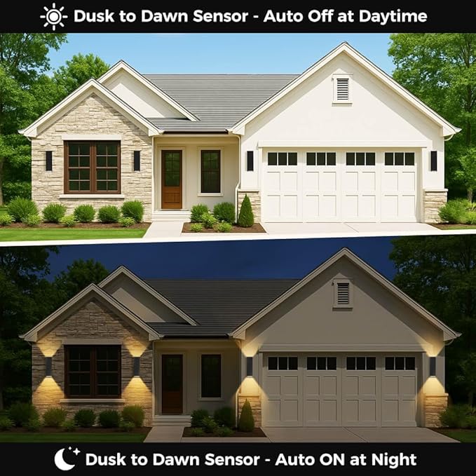 KIZON Smart Outdoor Wall Lights RGBCW Color Changing, Modern Dusk to Dawn Outdoor Sconce Lights Up and Down Lighting, Exterior Light Fixture for House Porch Garage, Compatible with Alexa, ETL Listed