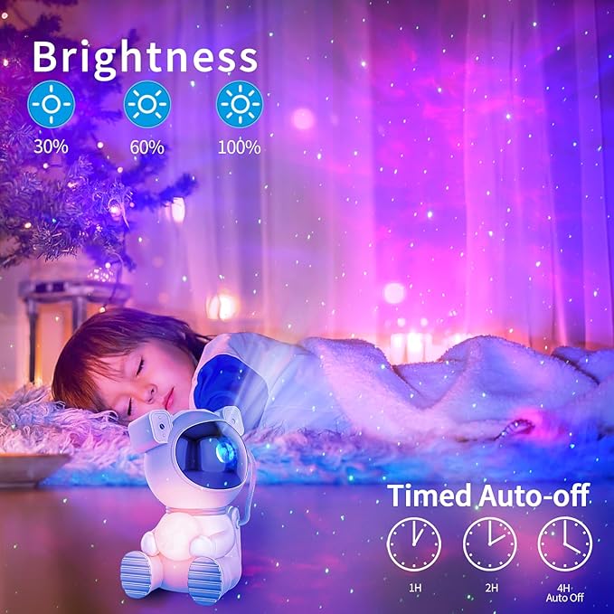 Astronaut Galaxy Projector, Star Projector with Timer and Remote, Night Light with Moon Lamp, LED Nebula Lamp for Kids Adults, Room Decor Gift (White)