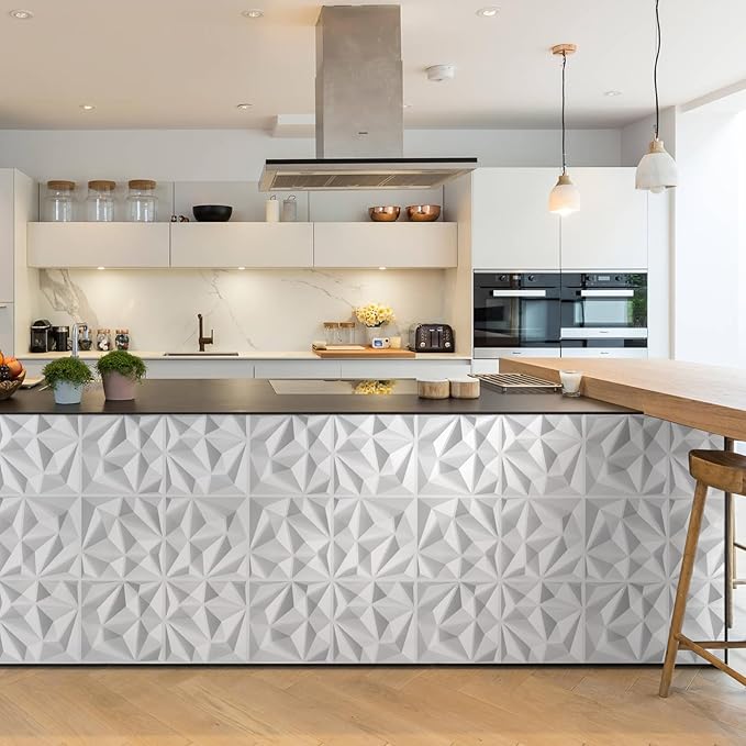 33 Pack Decorative 3D Wall Panels for Interior Wall Decor,12''x12'' White Diamond Design Accent Wall Panles for Living Room,TV Wall Background,Bedroom