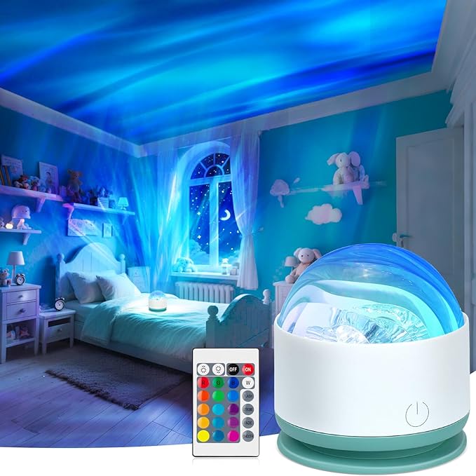 Northern Lights Projector, Rechargeable 16 Color Aurora Night Light Projector Mood Lighting with Dimmable & Remote Control for Bedroom Kids Teen Girl Gift Room Decor