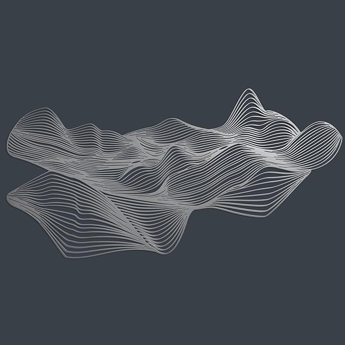 NEODECO Sand dune metal wall art, Minimalist living room decor, desert nature decor, abstract line art, bedroom home decor, housewarming gift, large wall art decor, office decor (Silver, Medium)