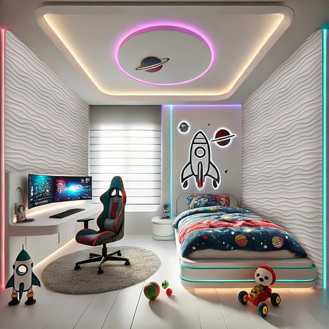 Chunful 30 Pcs 28.81 Sq ft 3D Wall Panels PVC Wave Design,11.8" x 11.8" Wall Panels Brick Wallpaper Waterproof for Interior Living Room Bedroom Decor(White)