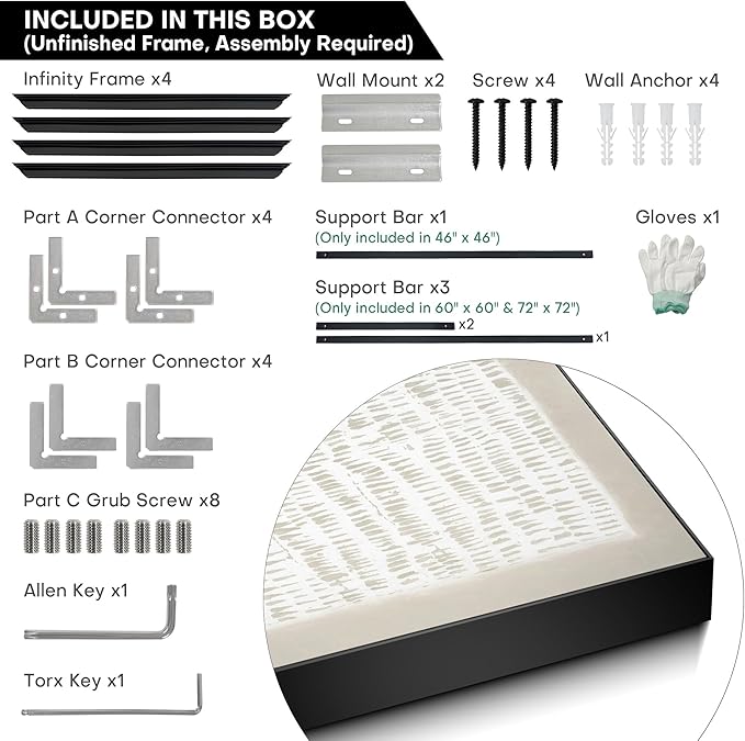 60"x60" XL Framed Wall Art - Neutral Abstract Line Design Art (Frame Assembly Required)