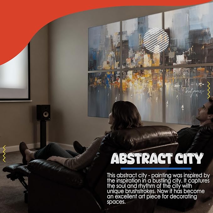 Art Acoustic Panels, 72"x48"x0.4" Sound Absorbing Panels,Better Sound Panels than Soundproof Foam,Self adhesive Soundproof Wall Panels for Recording Studio, Abstract city