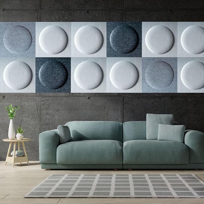 Acoustical 3D Wall Panels, 12 Pack 12''x12'' Circle Art Acoustic Panels for Interior Wall Decor, Decorative Acoustic Panels, Acoustic Wall Panels, Sound Absorbing Wall 3D Art (Dark Gray,)