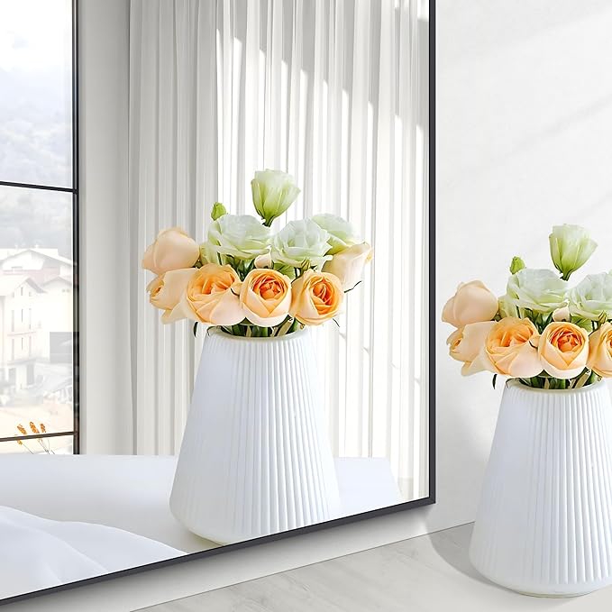 Black Bathroom Mirror for Wall, 24x48 Inch Rectangle Mirrors with Metal Frame, Modern Vanity Wall Mirror Decor for Entryway Hangs, Bathroom Living Room Horizontal or Vertical