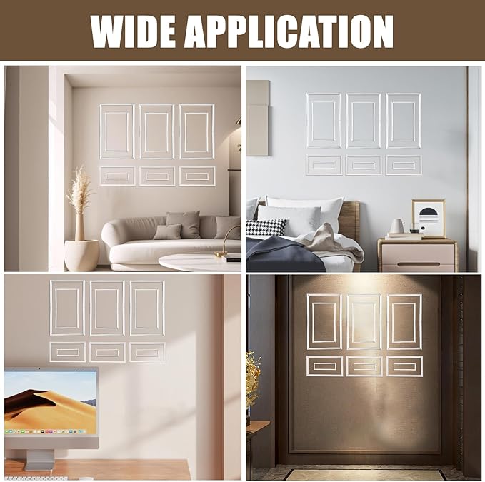 3 Set Peel and Stick Wall Molding Kit - Inner and Outer Layers Style Accent Wall Molding, Ready-to-Assemble Pre Made Wainscoting Wall Panel for Home Décor (Premium Textured Finish)