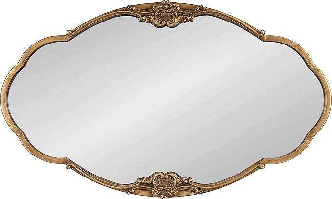 Kate and Laurel Novella Glam Ornate Mirror; 18x30; Gold; Traditional Baroque Inspired Wall Decor