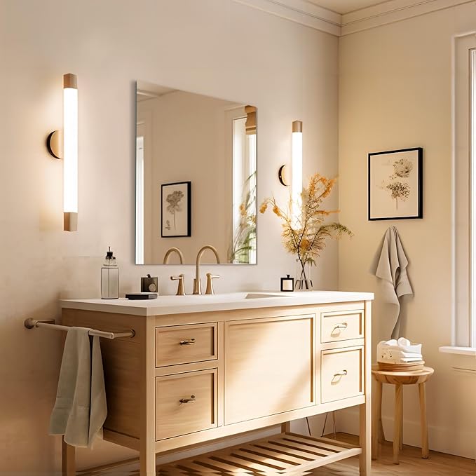 Mirrorons Frameless Wall Mirror 18" x 24", Modern Rectangle Bathroom Mirrors for Wall with Polished Edge, Horizontally or Vertically. Upgraded Shatterproof Mirror, Entryways, Bathroom, Gym.