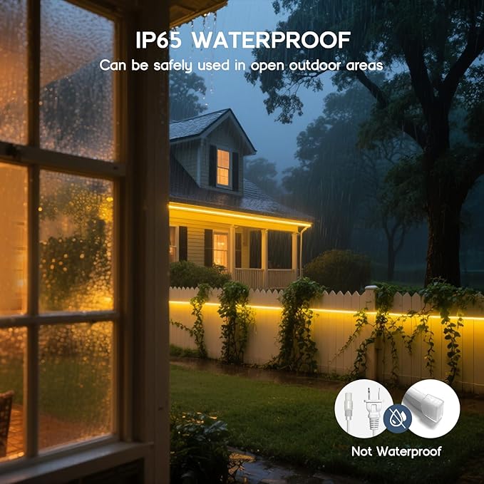 LED Neon Lights Daylight White 6000K,164ft 110-120V LED Strip Lights,Flexible Outdoor Waterproof Neon Rope Lights for Bedroom,Cabinet,Kitchen,Living Room,Mirror,Halloween Decor