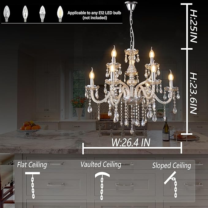 MALOSA Cognac 9 Lights Crystal Chandelier for Dining Room,Living Room,Bedroom