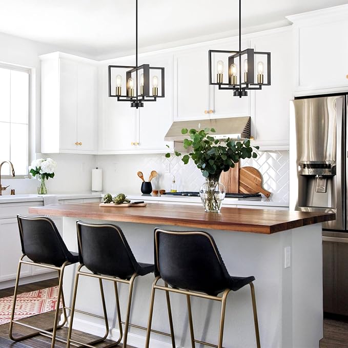 16 '' Antique Spray Farmhouse Gold Chandelier, 4-Light Modern Rustic Lighting Fixture Modern Industrial Ceiling Light for Dining Room, Foyer, Living Room, Kitchen Island, Entryway